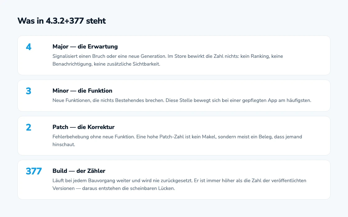 Woraus eine Versionsnummer besteht